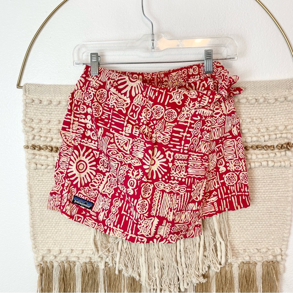 Vintage 1999 Patagonia Skort Red Eclectic Print Kids 12